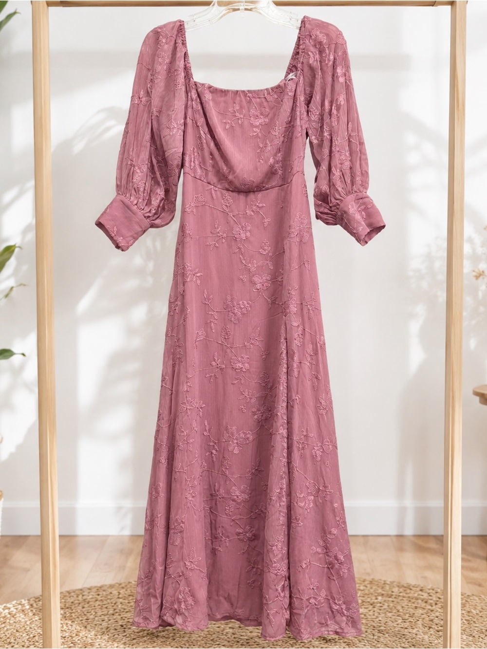 Lulus Women's Dusty Rose Embroidered Maxi Dress